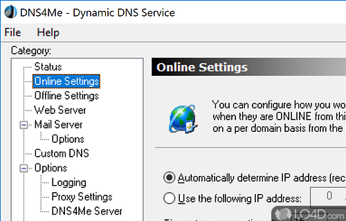 User interface - Screenshot of DNS4Me