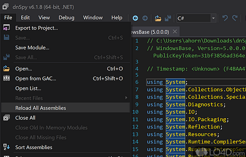 Free assembly debugger and editor - Screenshot of dnSpy