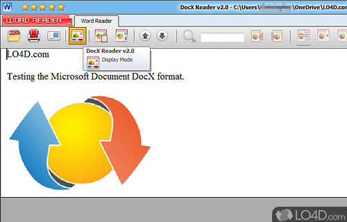 User interface - Screenshot of DocX Reader