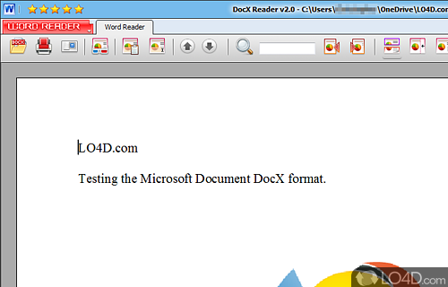 Word docx document viewer - Screenshot of DocX Reader