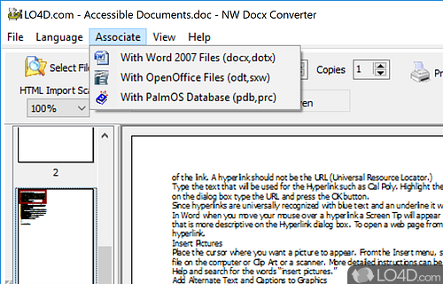 Docx2Rtf screenshot