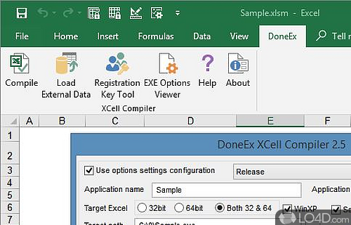 Screenshot of DoneEx XCell Compiler - Comes with VBA code protection