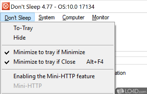 Prevent the computer from shutting down - Screenshot of Don't Sleep