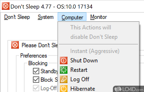 User interface - Screenshot of Don't Sleep