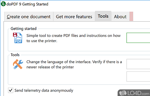 Several configuration settings to play with - Screenshot of doPDF