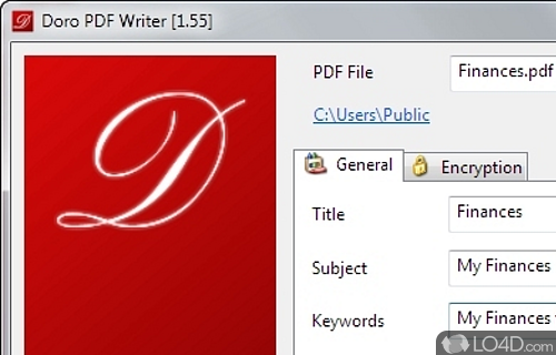 Screenshot of Doro PDF Writer - Create color PDF files from any printable document