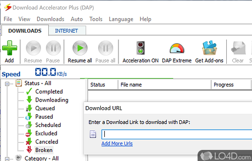 User interface - Screenshot of Download Accelerator Plus