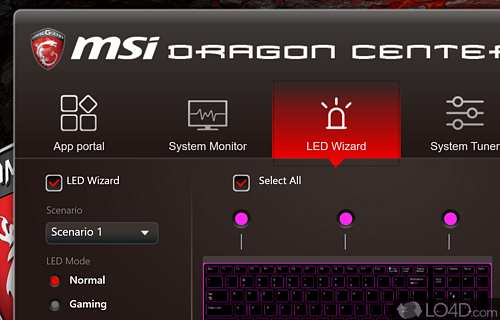A handy system monitor and enhancer for MSI gaming laptops - Screenshot of MSI Dragon Center
