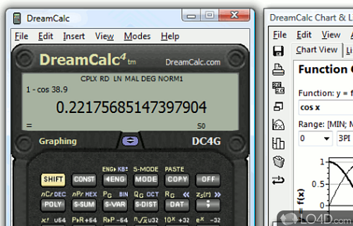 Screenshot of DreamCalc - Plot graphs for multiple or advanced functions