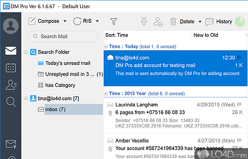 Support for multiple accounts and mail protocols - Screenshot of DreamMail