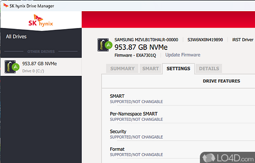 Current and past SSD statuses - Screenshot of SK hynix Drive Manager Easy Kit