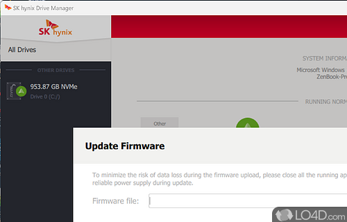 User interface - Screenshot of SK hynix Drive Manager Easy Kit