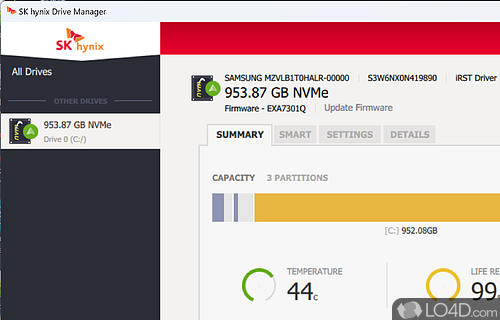 Utility for the management and maintenance of SSD drives that also acts as a system information tool for SSD - Screenshot of SK hynix Drive Manager Easy Kit