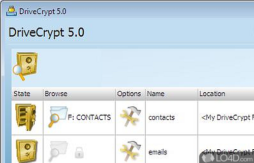 Screenshot of DriveCrypt - Can create virtual drives that protect with a password so store