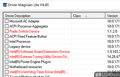 Screenshot of Driver Magician Lite - Displays information about installed drivers on system