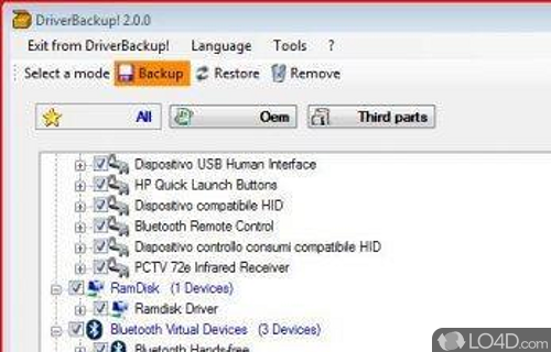 Screenshot of DriverBackup! - Tool for backing up drivers