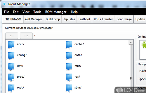 Screenshot of Droid Manager - User interface