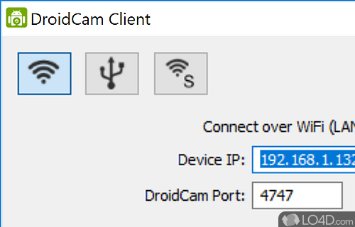 Control the webcam and video size, and support for several IMs - Screenshot of DroidCam