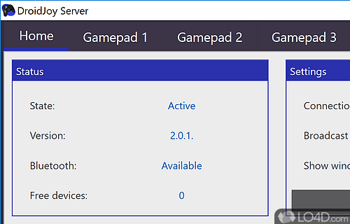 User interface - Screenshot of DroidJoy Server