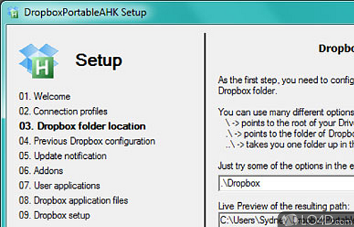Make your Dropbox portable - Screenshot of DropboxPortableAHK