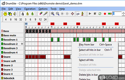 User interface - Screenshot of Drumsite
