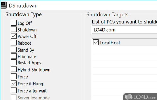 Schedule computer shutdown and configure power off actions to be triggered by user inactivity - Screenshot of DShutdown