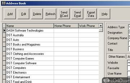 Screenshot of DST Address Book - User interface