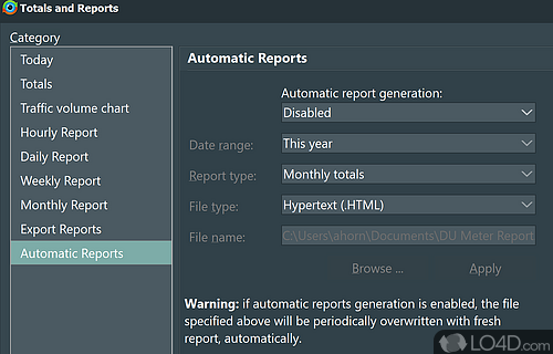 User interface - Screenshot of DU Meter