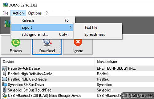 Displays CPU and RAM usage levels - Screenshot of DUMo