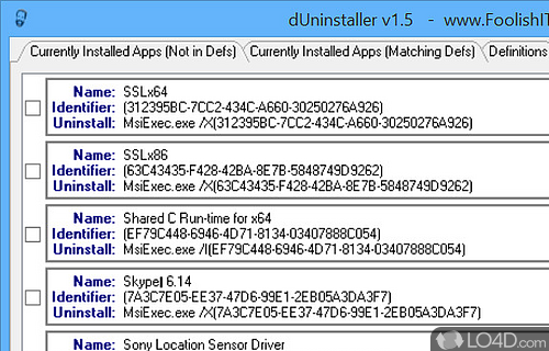 Screenshot of dUninstaller - Can easily remove any programs installed on computer