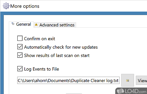 Other handy features to play with - Screenshot of Duplicate Cleaner