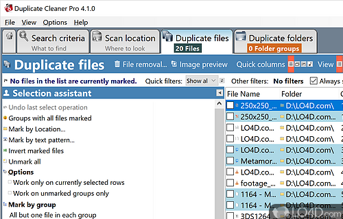 Software solution that use to find and delete duplicate documents or music on hard drive or network - Screenshot of Duplicate Cleaner