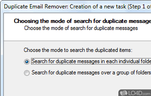Screenshot of Duplicate Email Remover - Software utility that can search for duplicate messages into Microsoft Outlook mail folders