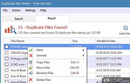 User interface - Screenshot of Duplicate Finder