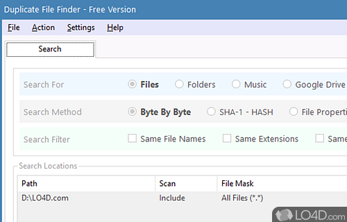 Find, move and delete duplicate files on computer, freeing up valuable disk space - Screenshot of Duplicate Finder