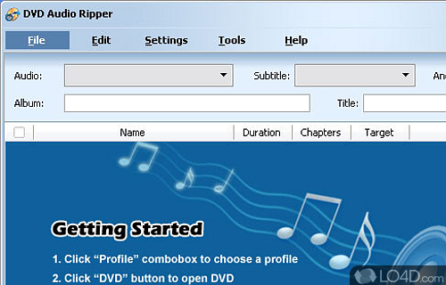 Screenshot of DVD Audio Ripper - DVD ripper that helps you extract audio files from DVDs