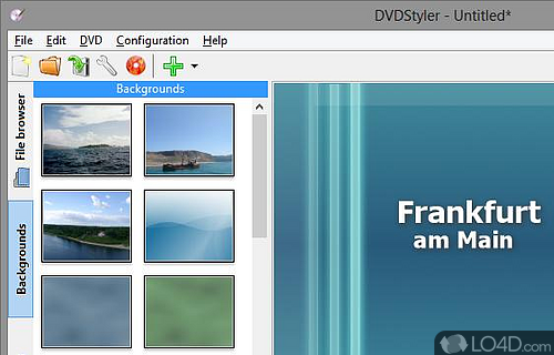 Screenshot of DVDStyler Portable - Create DVD menus enhanced with custom buttons and background images using various templates