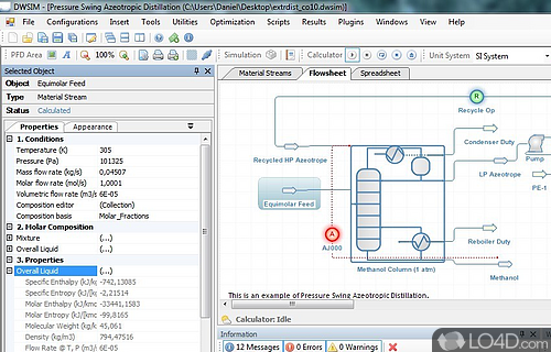 Screenshot of DWSIM - Perform a wide range of chemical process simulations