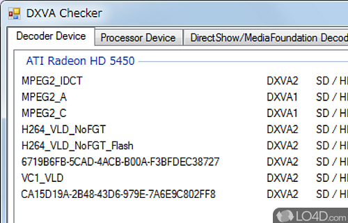 DXVA Checker Screenshot