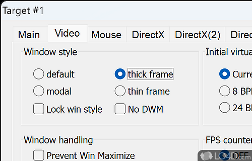 Allows you to configure the windowed mode - Screenshot of DxWnd