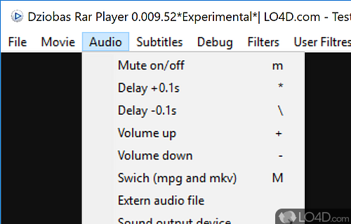 Watch parts of a video as you unpack it - Screenshot of Dziobas Rar Player