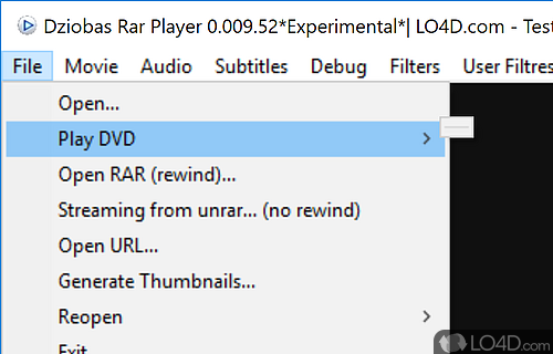 Software solution that can be used whenever you want to play movies stored in RAR files - Screenshot of Dziobas Rar Player