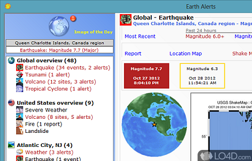 Screenshot of Earth Alerts - View weather conditions for multiple global locations at the same time