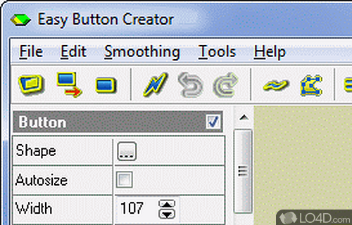 Screenshot of Easy Button Creator - Design buttons from templates or custom shapes, to be used for presentations and websites