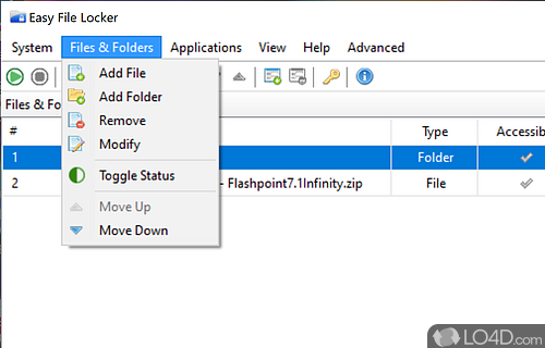 Quick file importing methods - Screenshot of Easy File Locker