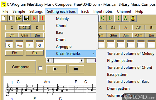 User interface - Screenshot of Easy Music Composer Free
