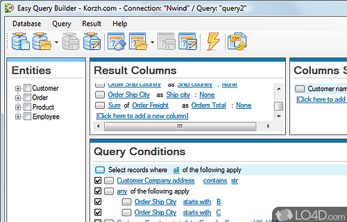 Screenshot of Easy Query Builder - Build SQL queries by tinkering with some settings that automatically get adapted to valid SQL statements