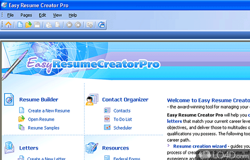 Screenshot of Easy Resume Creator Pro - Advanced and yet resume building and career management program that provides you with a wide range of tools