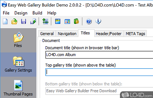 Create dazzling image galleries - Screenshot of Easy Web Gallery Builder