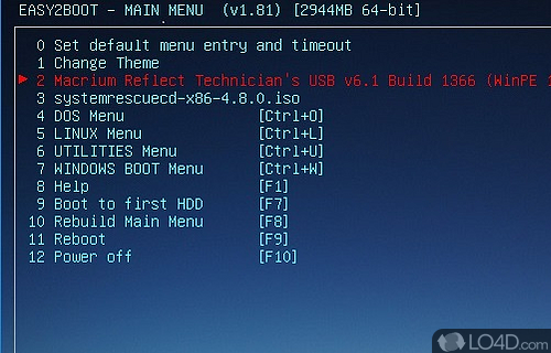 Screenshot of Easy2Boot - Turn USB flash drive into bootable media with this utility that features no Graphical User Interface (GUI)